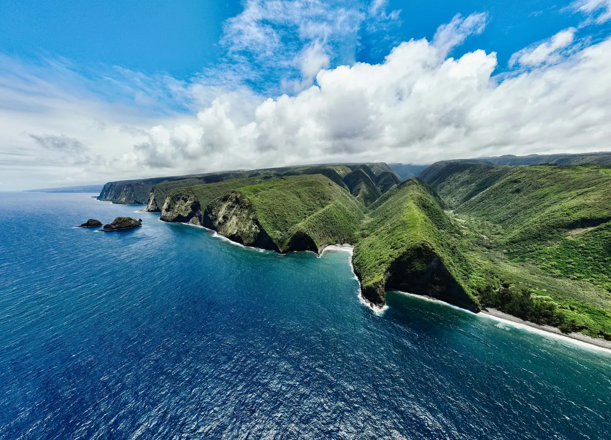 The volcanic coast of the island